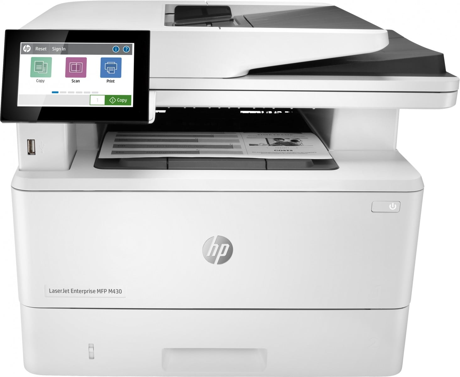 LaserJet Enterprise MFP M430f – Black and white – Printer for Business – Print – copy – scan – fax – 50-sheet ADF; Two-sided printing; Two-sided scanning; Front