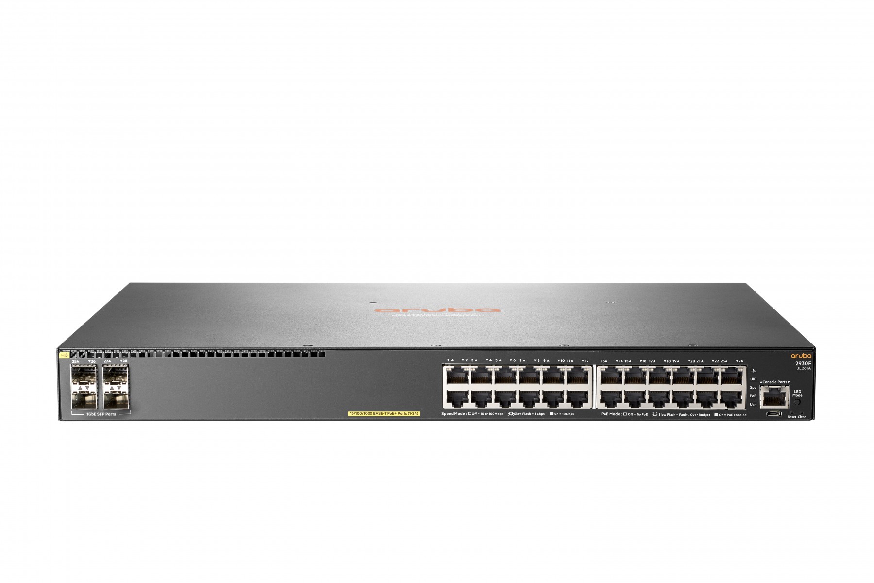 Aruba, a Hewlett Packard Enterprise company Aruba 2930F 24G PoE+ 4SFP Managed L3 Gigabit Ethernet (10/100/1000) Power over Ethernet (PoE) 1U Grey(JL261A)