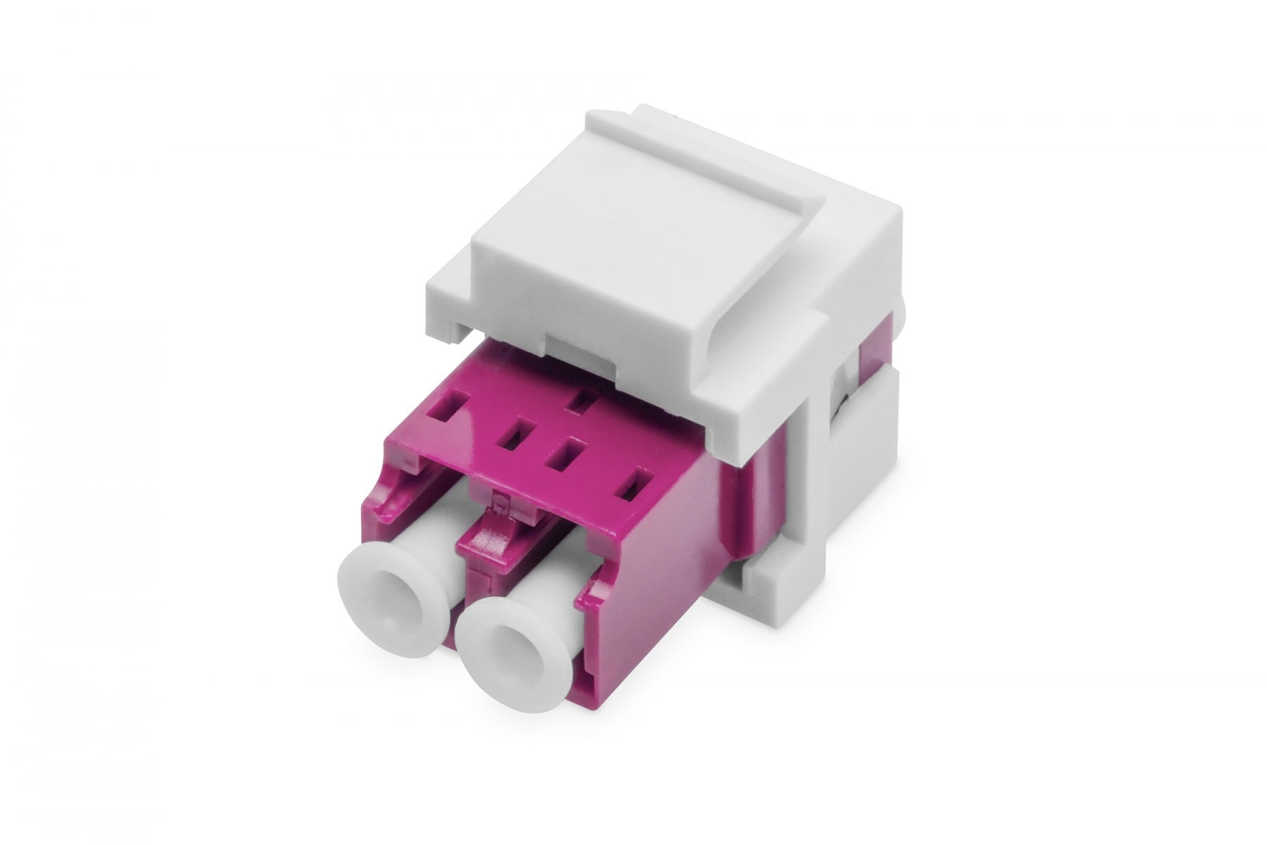 Keystone holder for LC adapter (with LC/LC duplex adapter, multimode OM4, purple) included