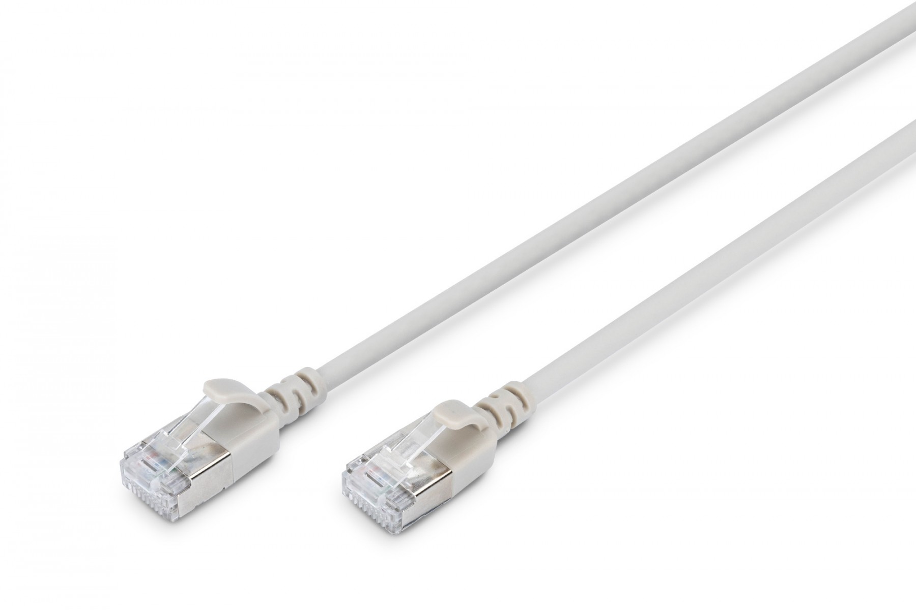Slim RJ45-RJ45 patch cord, Cat. 6A, F/FTP, AWG 32/7, LSOH, 0.5 m, grey