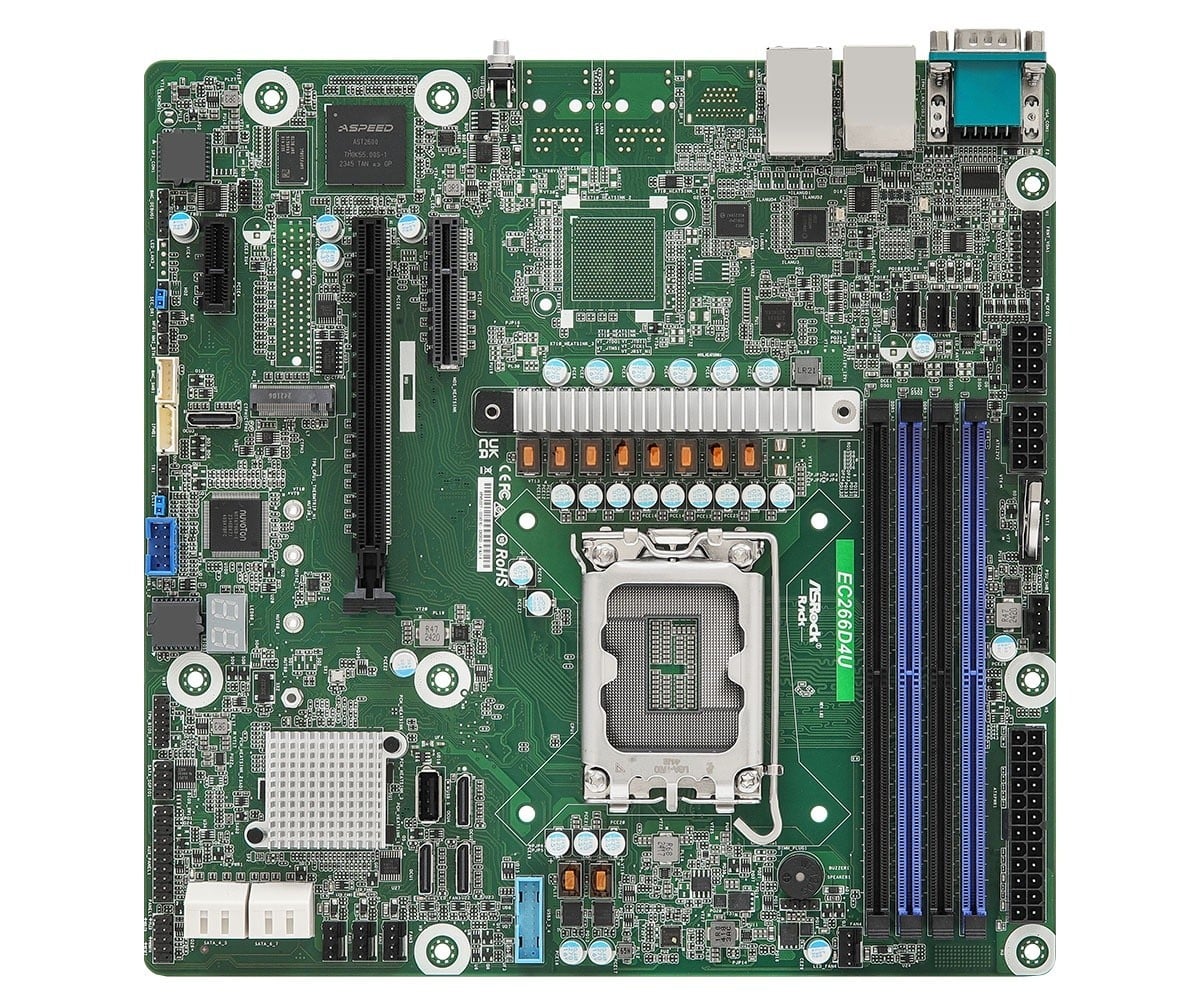 ASRock EC266D4U, 1xSKT LGA 1700, Intel E-2400, C266, SATA, NVMe, 1xM.2, 2xGbE, IPMI