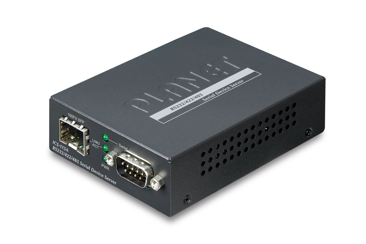 Planet ICS-115A 1-Port RS232/422/485 Serial Device Server with 1-Port 100BASE-FX SFP (-10 to 60 C, Web, Telnet and SNMP management)