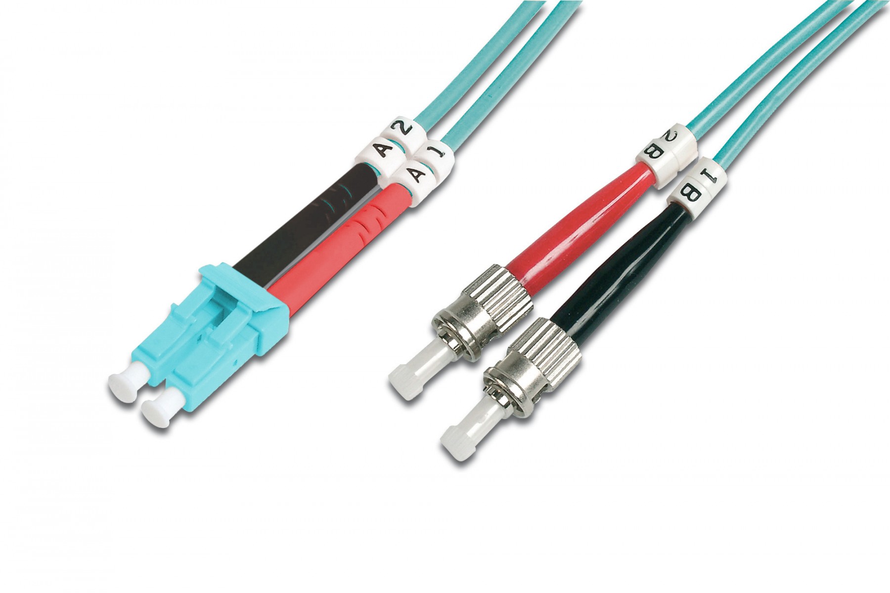 FO patch cord, duplex, LC to ST MM OM3 50/125 µ, 3 m