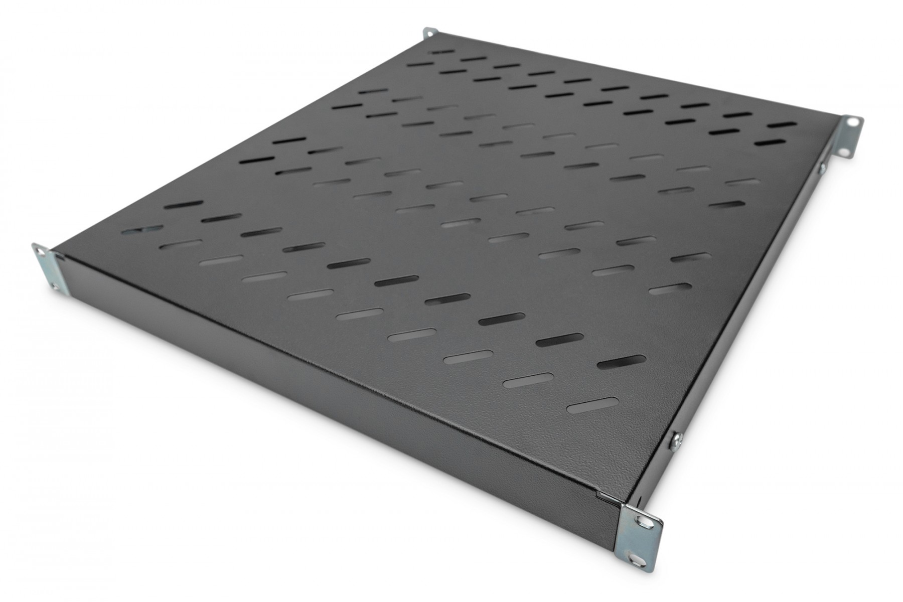 1U fixed shelf for 800 mm depth racks 44x483x500 mm, adjust. 500-700 mm depth, black (RAL 9005)