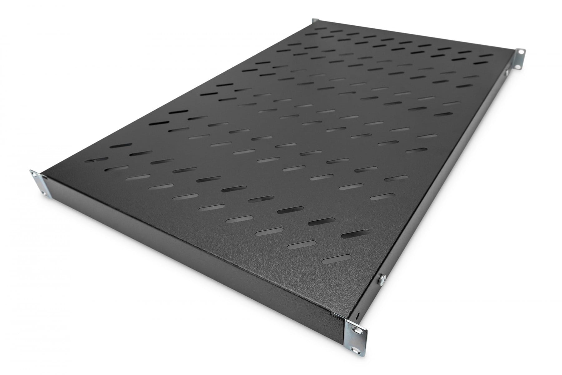 1U fixed shelf for 1000 mm depth racks 44x483x700 mm, adjust. 700-900 mm depth, black (RAL 9005)