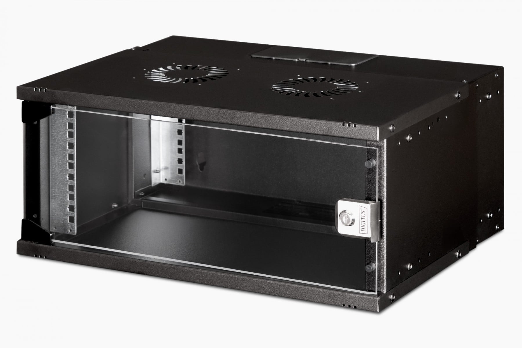 19″ 4U wall-mounted network cabinet, SOHO PRO 240 x 540 x 400 mm, glass door, black, unassembled, 60 kg