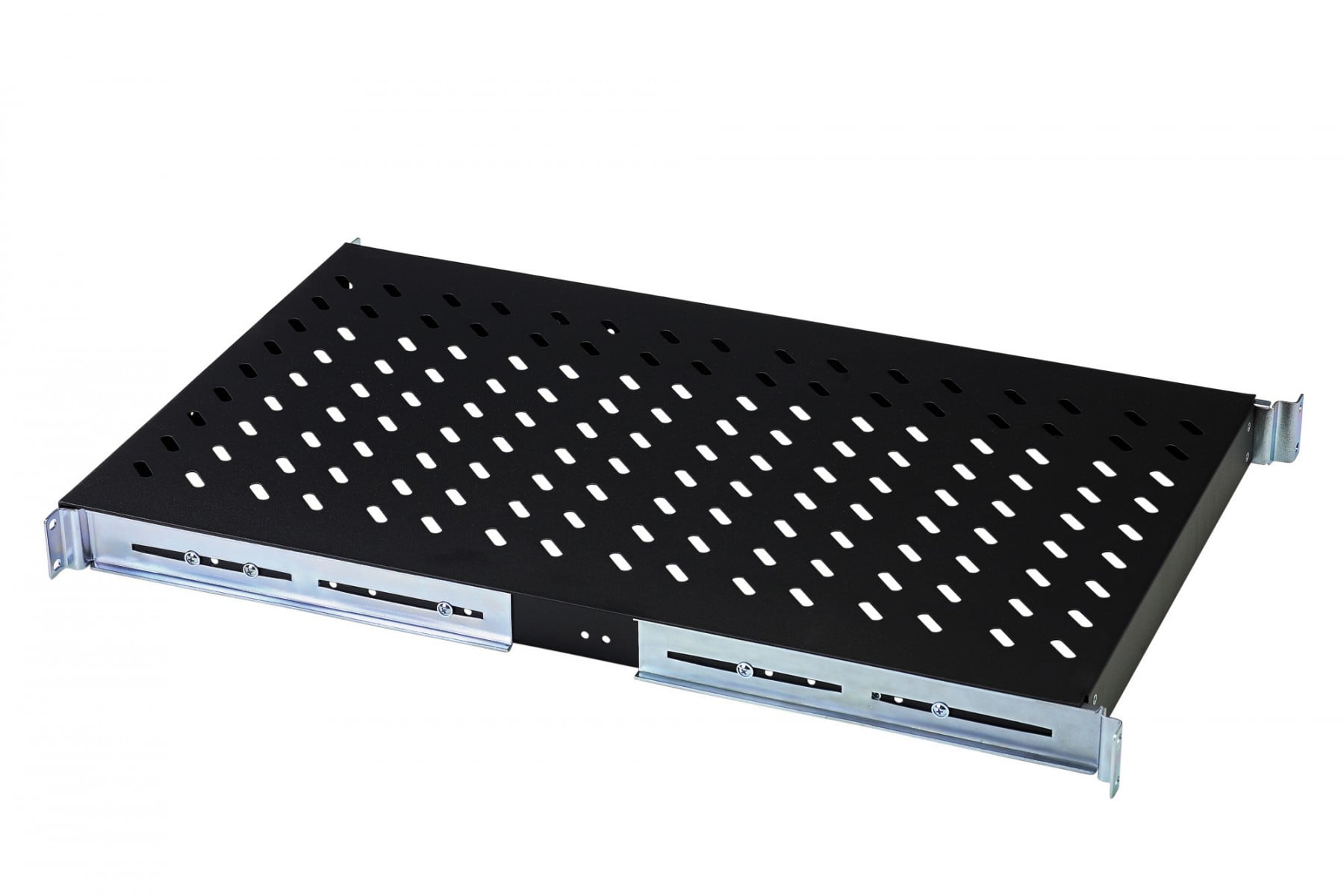 1U fixed shelf for racks from 1000 mm depth 44x483x737 mm, up to 100 kg, black (RAL 9005)