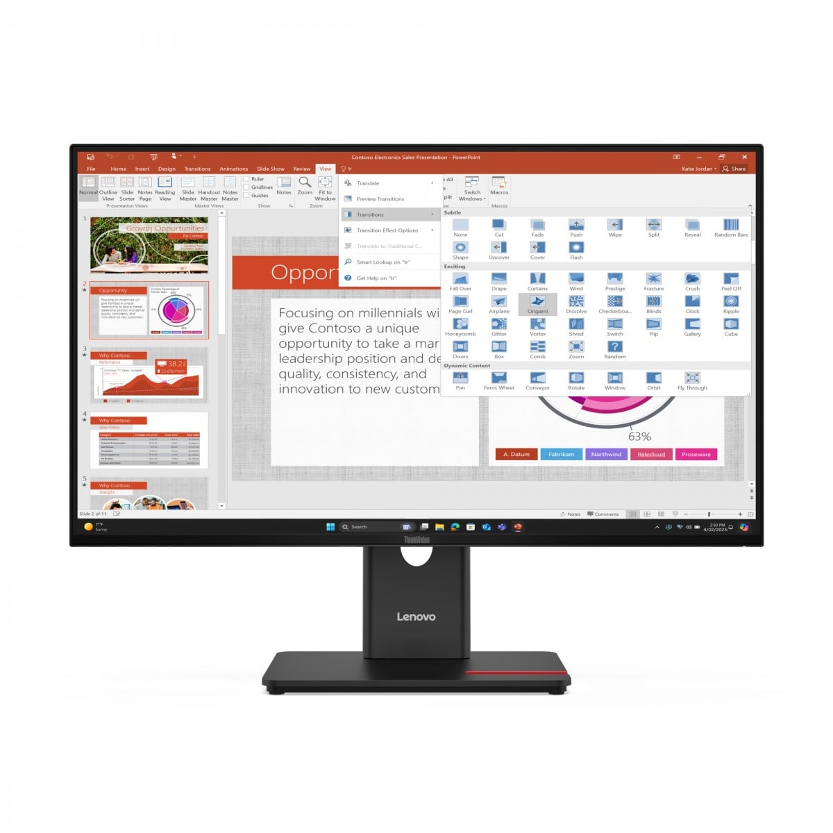 LENOVO ThinkVision T27-40 68,58cm 27inch IPS 16:9 1920×1080 300cd/m2 1500:1 HDMI DP VGA USB TopSeller