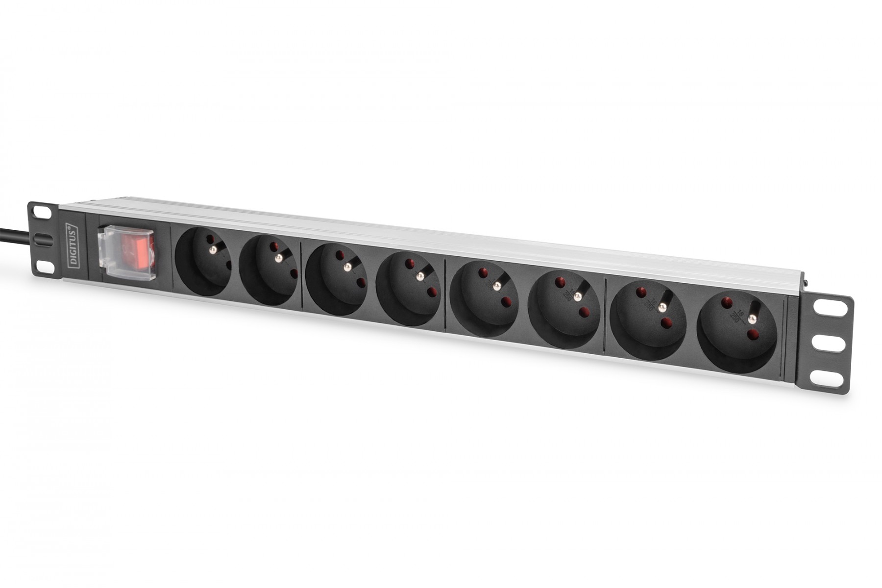 1U Aluminum PDU, rackmountable, 8x CEE 7/5 rated power: 16A, 4000W, 250VAC 50/60Hz,