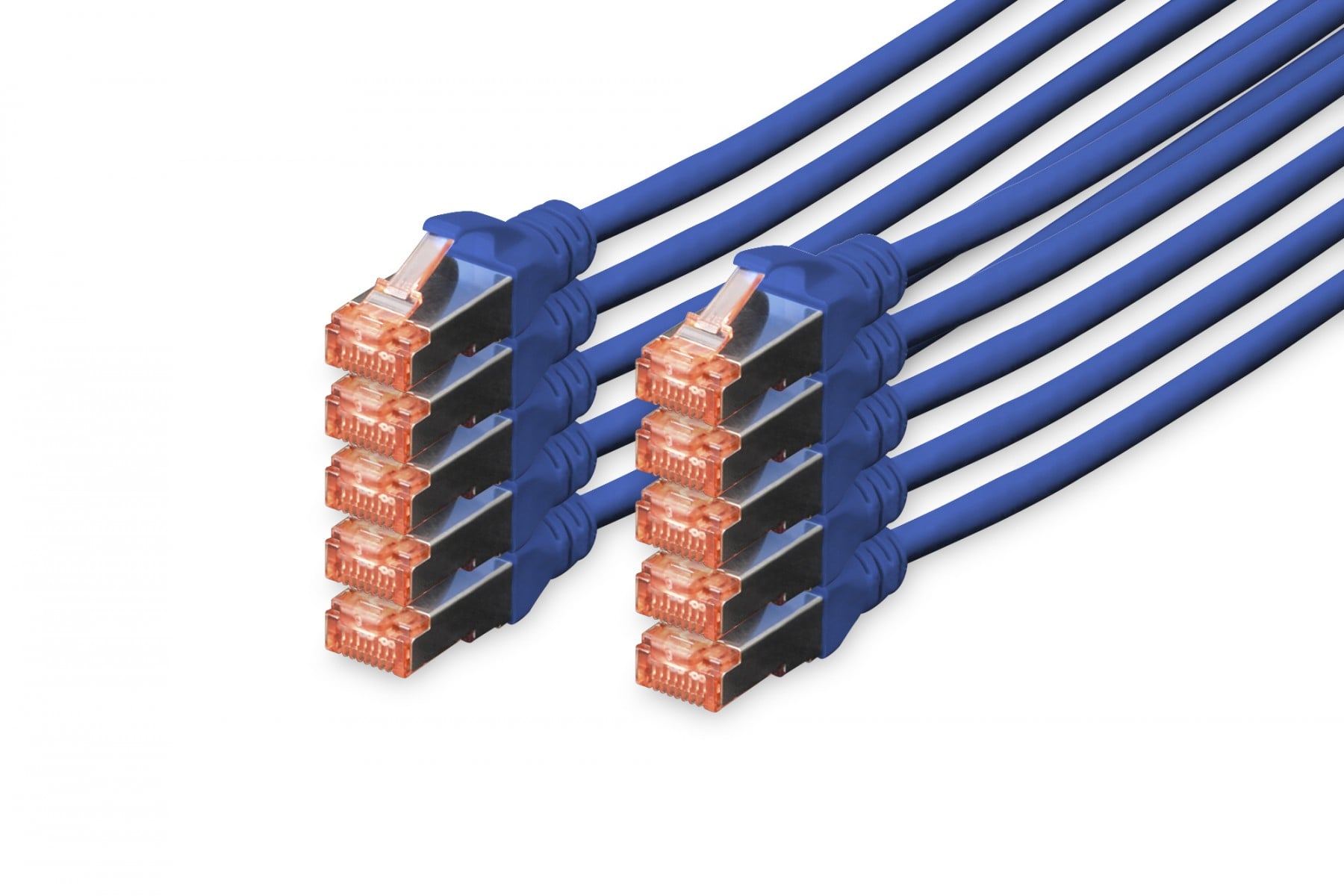 CAT 6 S-FTP patch cord, Cu, LSZH AWG 27/7, length 1 m, 10 pieces, color blue