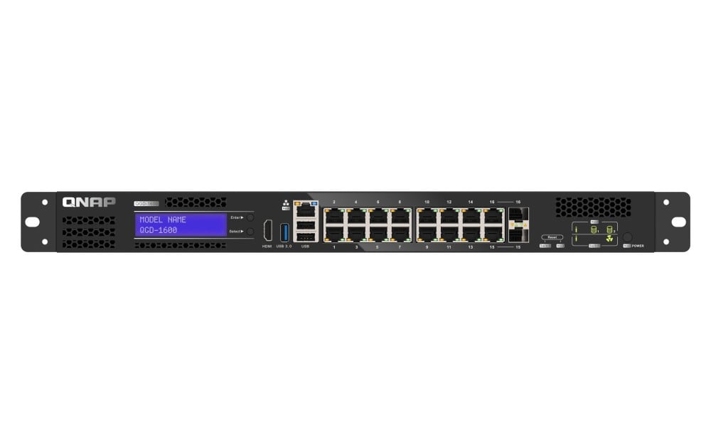 QNAP QGD-1600-8G Managed Gigabit Ethernet Switch with 16 Ports and USB 2.0