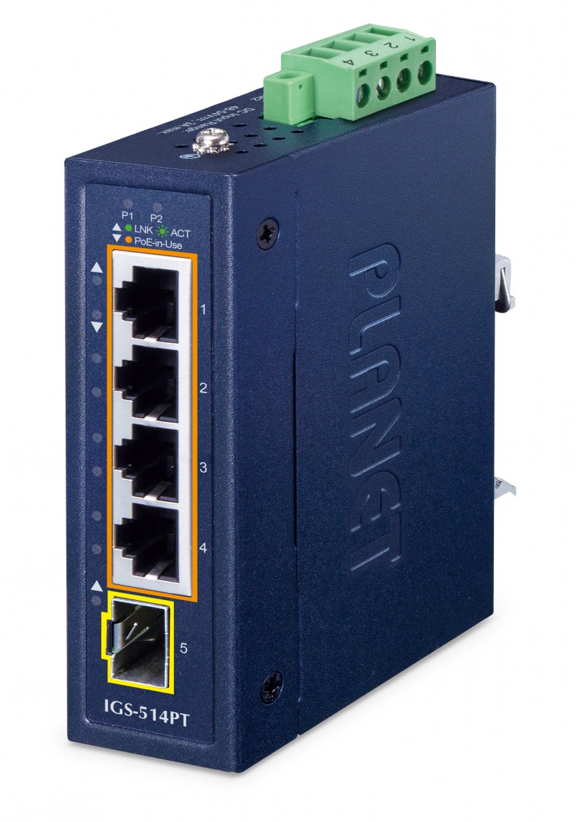 Planet IP30 Compact size 4-Port 10/100/1000T 802.3at PoE + 1