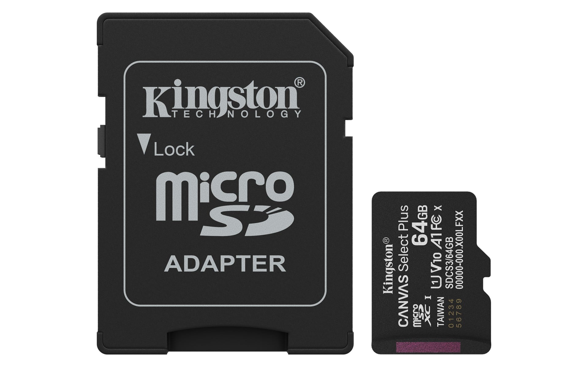 Kingston Canvas Select Plus – Karta pamieci flash (adapter microSDXC na SD w zestawie) – 64 GB – A1 / Video Class V10 / UHS-I U1 / Class10 – microSDXC UHS-I