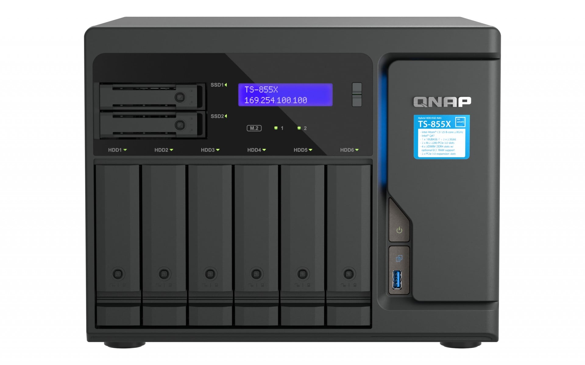 QNAP TS-855X-8G NAS Tower, 8 disk bays, Intel Atom C5125 8-core/8-thread processor