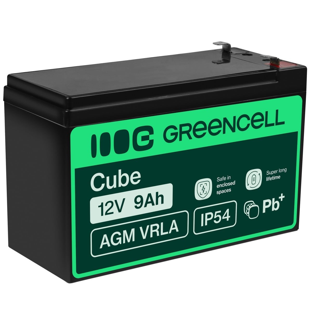 Green Cell AGM VRLA 12V 9Ah maintenance-free battery for UPS units