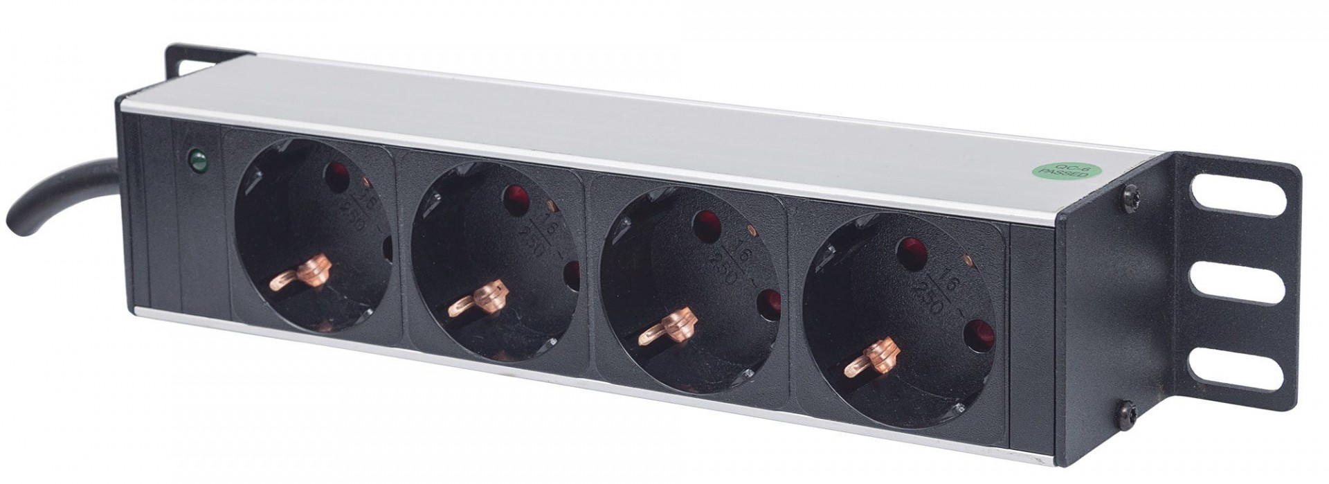 Intellinet 10″ 1U Rackmount 4-Way Power Strip – German Type”, With Power Indicator, No Surge Protection, 1.8m Power Cord (Euro 2-pin plug)