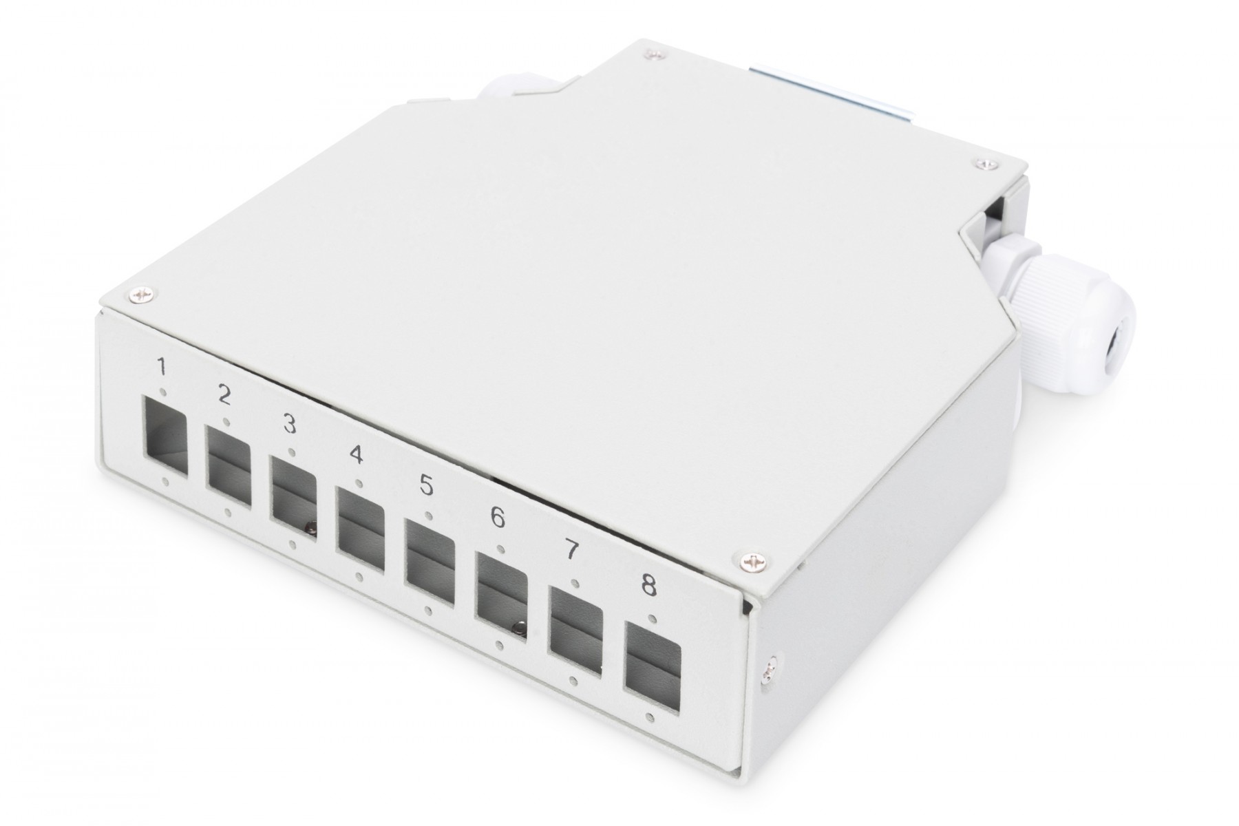 Din Rail Splice Box for 8 LC/DX couplers, Color grey