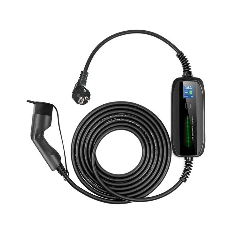 Extralink BS-PCD030 16A 3.6kW Schuko | Przenona adowarka do samochodu elektrycznego | 1 faza, 5,5m, wywietlacz LCD 250 V Black