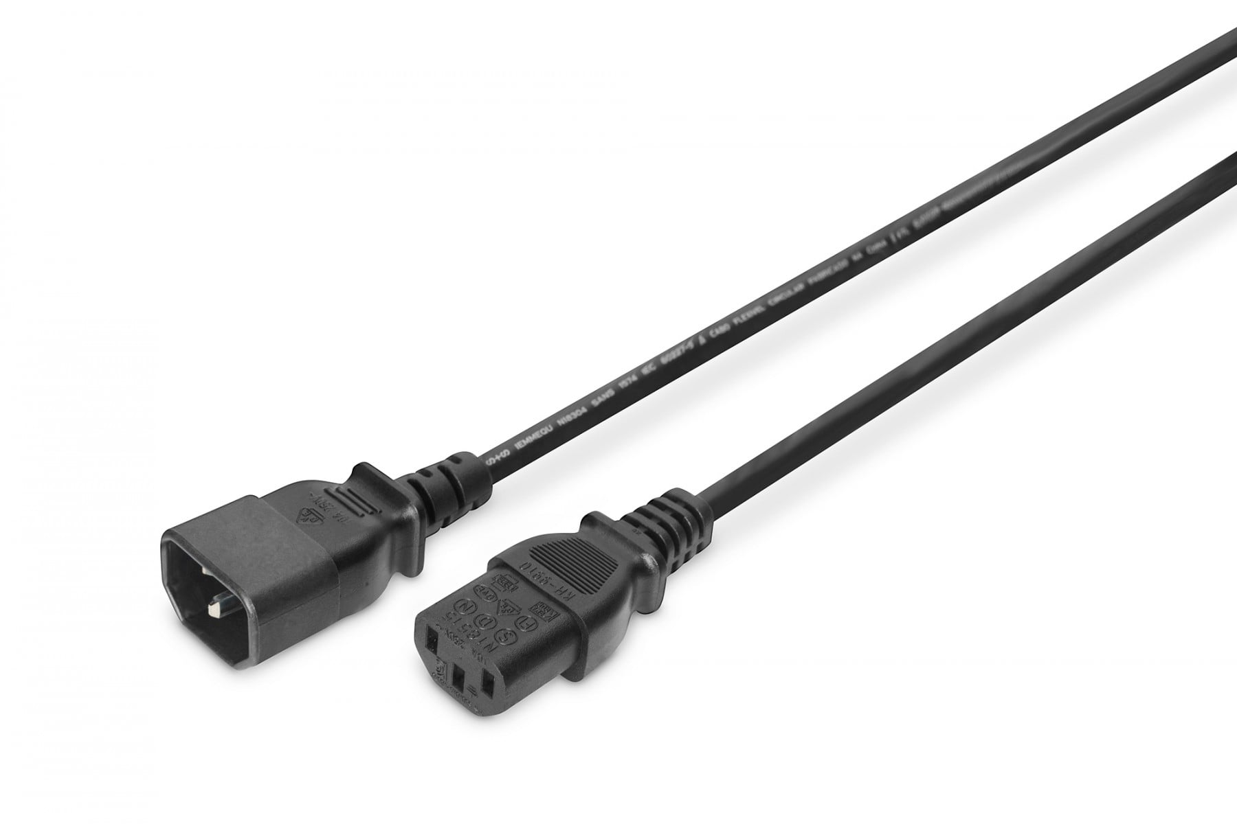 Power Cord extension cable, C14 – C13 M/F, 5.0m, H05VV-F3G 1.0qmm, sw