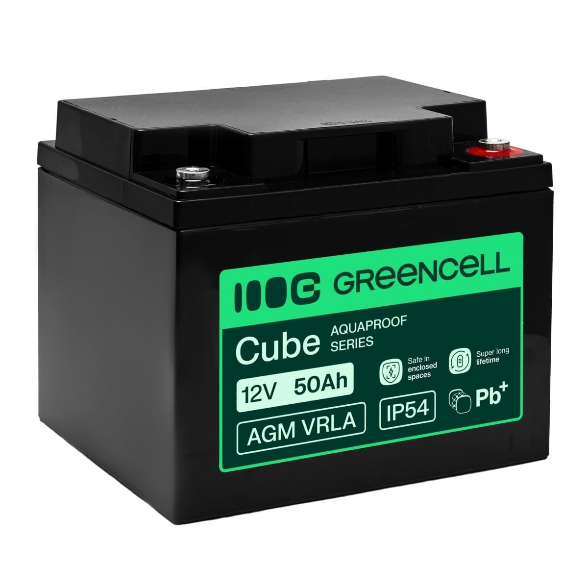 Green Cell AGM VRLA 12V 50Ah maintenance-free battery for UPS power supply, scales (197x166x170mm)