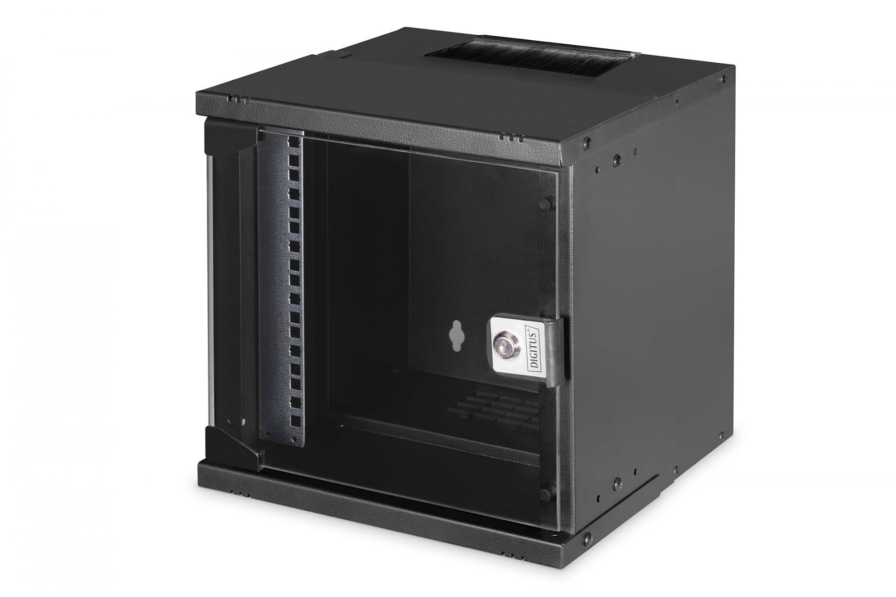 10″ 6U wall-mounted network cabinet, SOHO PRO 325 x 315 x 300 mm, glass door, black, unassembled, 30 kg