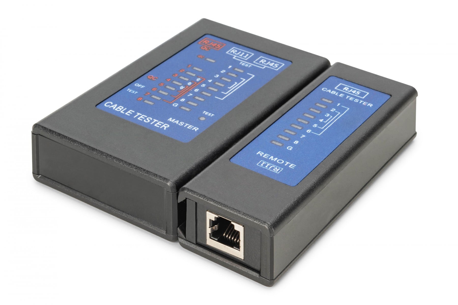 LED network and communication cable tester, Cat.5e-Cat.6A, (RJ45, RJ12, RJ11), Auto-Scan with PoE