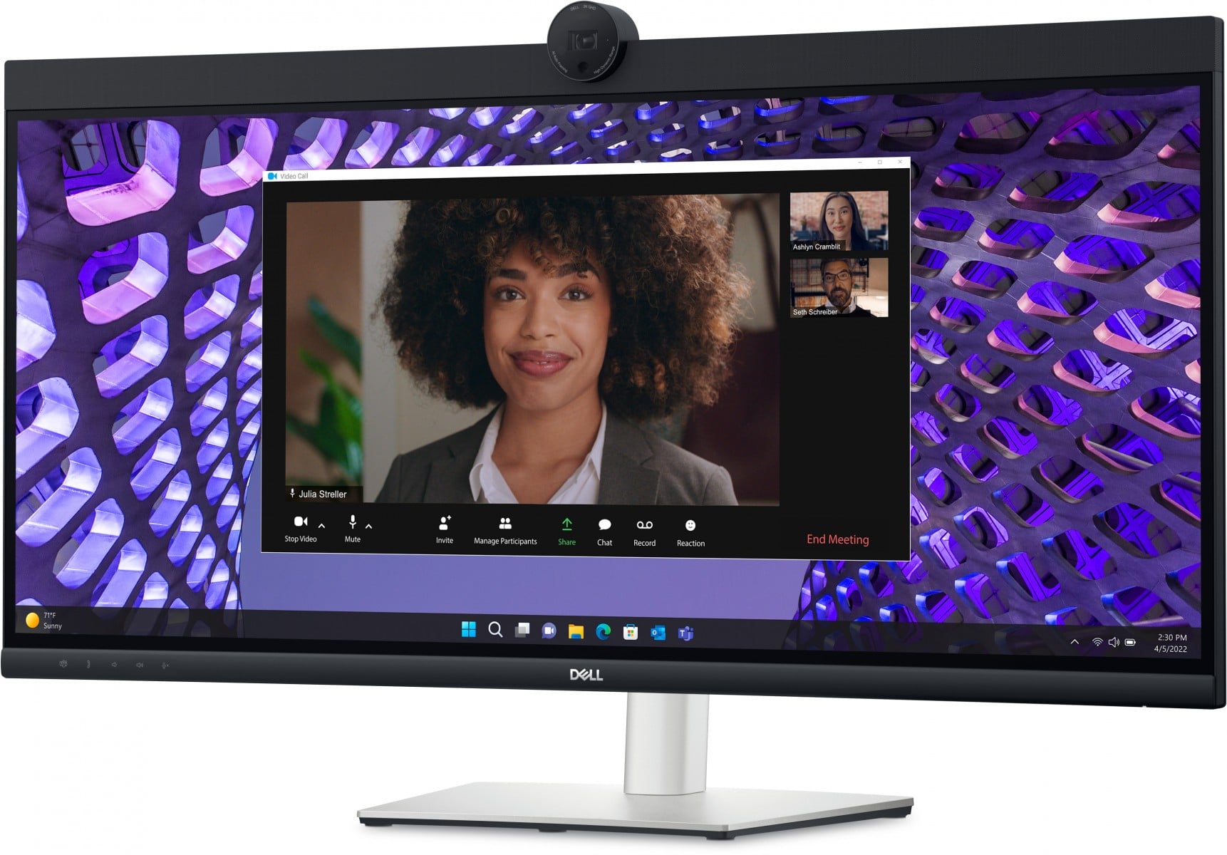 DELL 34 Curved Video Conferencing Monitor P3424WEB 86.71cm 34.14inch IPS 3440×1440 60Hz 21:9 300cd/m2 HDMI DP USB